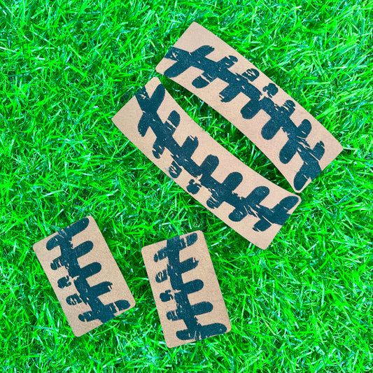 Football Stitches Leatherette Hair Clips Covers