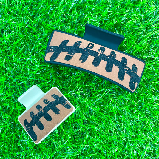Football Stitches Leatherette Hair Clip