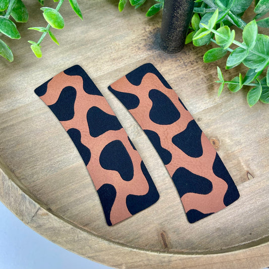 Cow Print Leatherette Hair Clips Covers