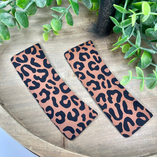 Leopard Leatherette Hair Clips Covers