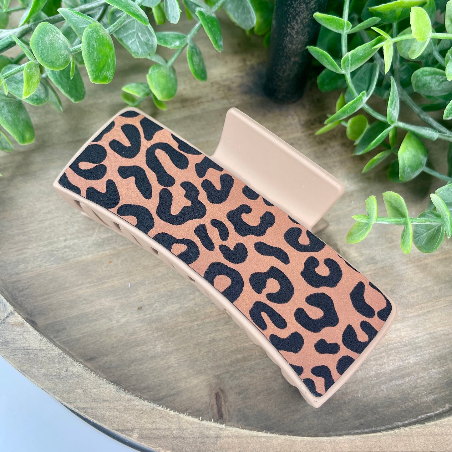 Leopard Print Leatherette Hair Clip