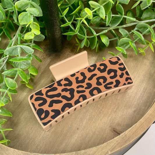 Leopard Print Leatherette Hair Clip