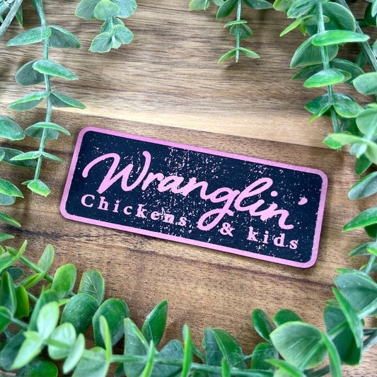 Wranglin Chickens & Kids Leatherette Hat Patch