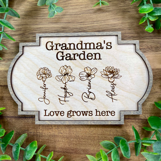 Grandma's Garden Birth Month Flower Sign