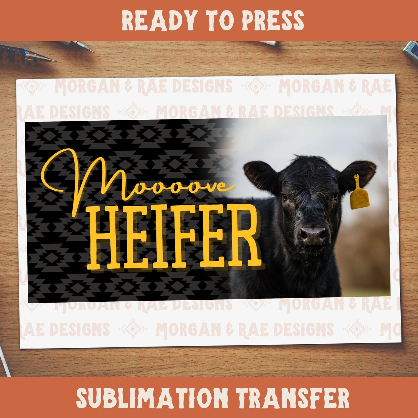 Moooove Heifer License Plate Sublimation Transfer