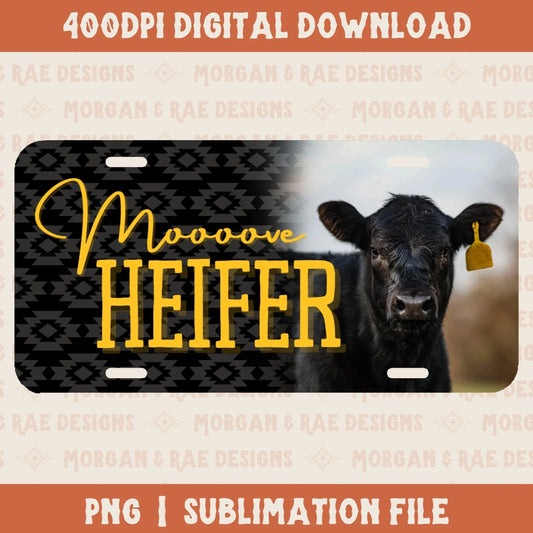 Moooove Heifer License Plate Digital Design