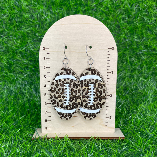 Leopard Print Football Dangle Earrings