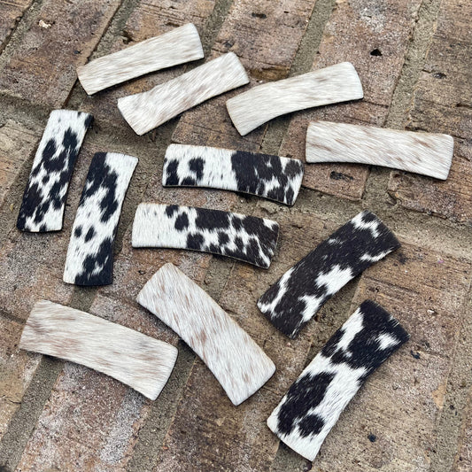 Cowhide Leatherette Hair Clips Covers
