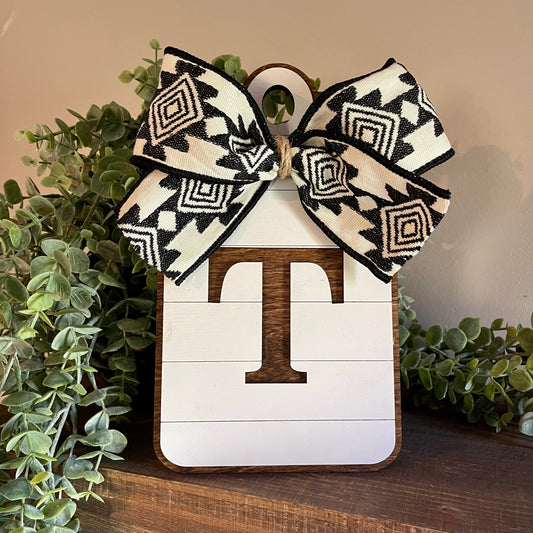 Faux Cutting Board with Initial Decor